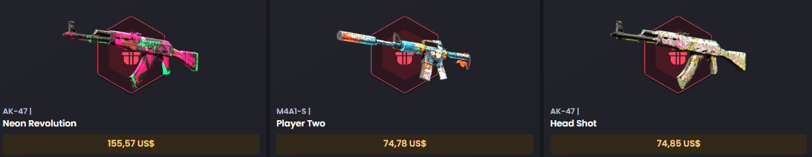 AK-47­ | Neon Revolution + M4A1-S­ | Player Two + AK-47­ | Head Shot